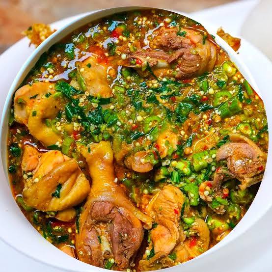 Okro soup with 2 beef 